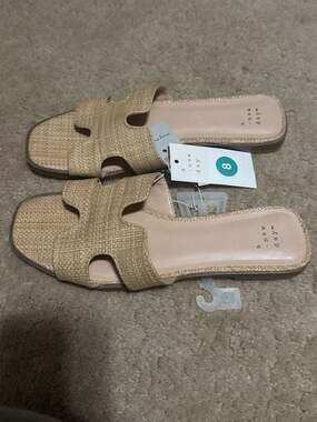 A New Day Women's Nina Slide Sandals Tan Raffia H-Band Flats Size 8 NWT
S1